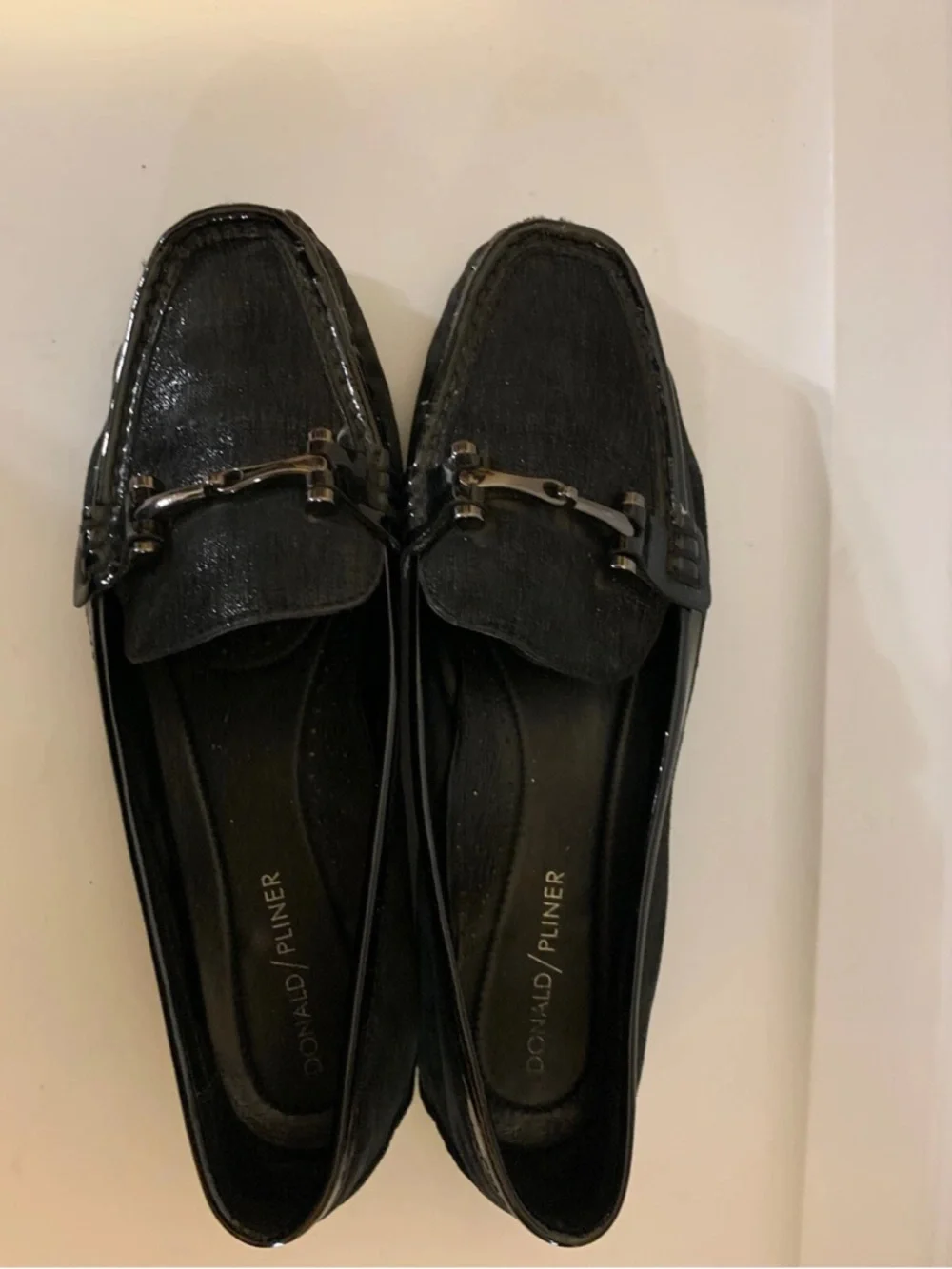 Donald J Pliner Mens‎ Sz 8.5M Black Leather Shoes loafers Buckle Horsebit